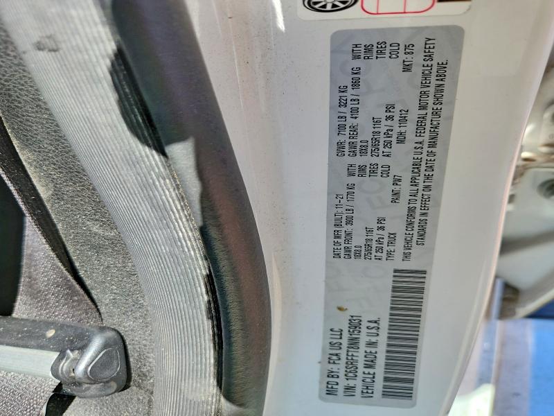 53069476 :رقم المزاد ، 1C6SRFFT8NN159031 vin ، 2022 Ram 1500 مزاد بيع