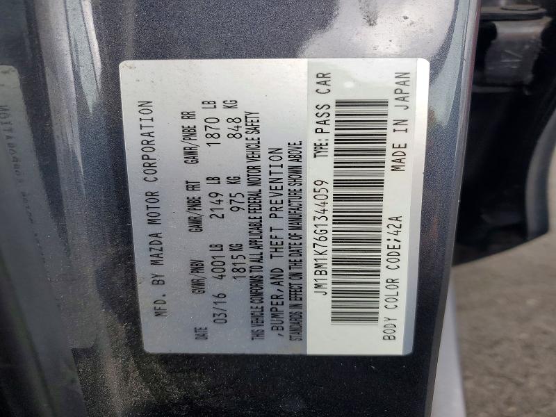 55423616 :رقم المزاد ، JM1BM1K76G1344059 vin ، 2016 Mazda 3 مزاد بيع