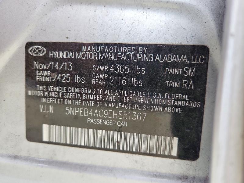 55630966 :رقم المزاد ، 5NPEB4AC9EH851367 vin ، 2014 Hyundai Sonata مزاد بيع