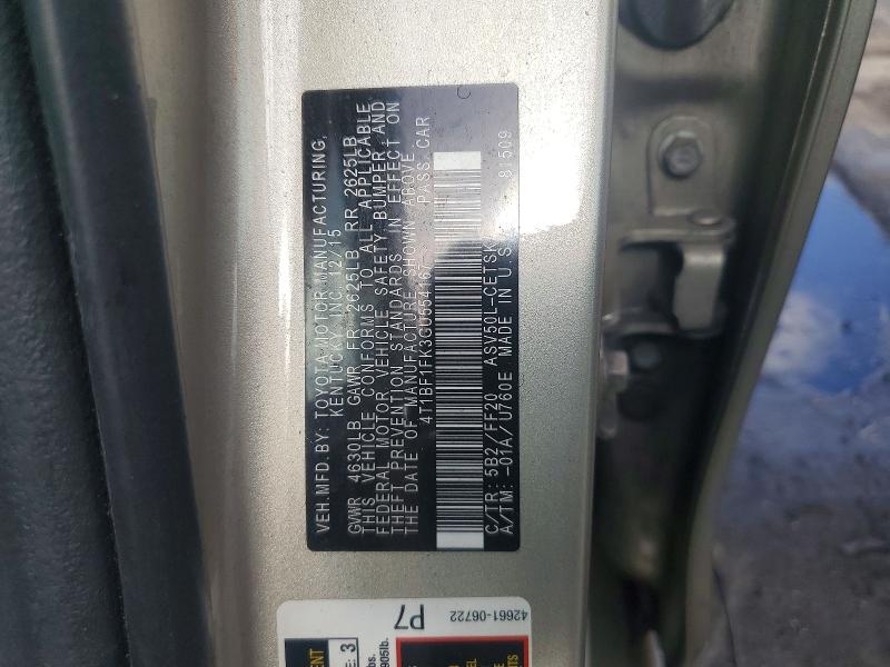 54703486 :رقم المزاد ، 4T1BF1FK3GU554167 vin ، 2016 Toyota Camry مزاد بيع
