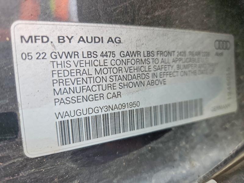 Aukcja sprzedaży 2022 Audi A3, vin: WAUGUDGY3NA091950, numer aukcji: 52335706
