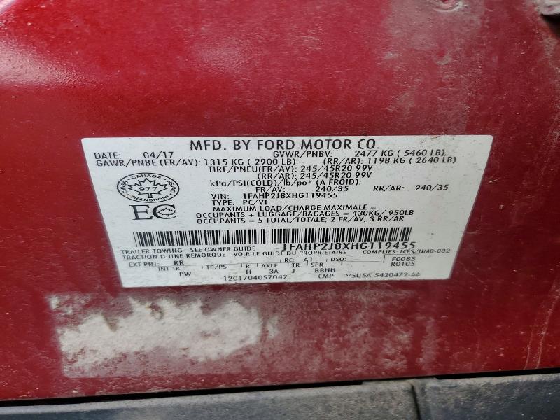 2017 Ford Taurus მანქანა იყიდება აუქციონზე, vin: 1FAHP2J8XHG119455, აუქციონის ნომერი: 54387736