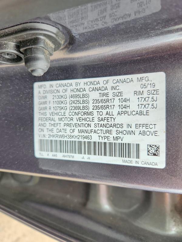 Aukcja sprzedaży 2019 Honda Cr-v, vin: 2HKRW6H38KH219463, numer aukcji: 54785276