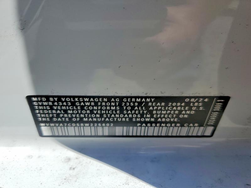 54634976 :رقم المزاد ، WVWVA7CD5RW225602 vin ، 2024 Volkswagen Gti مزاد بيع