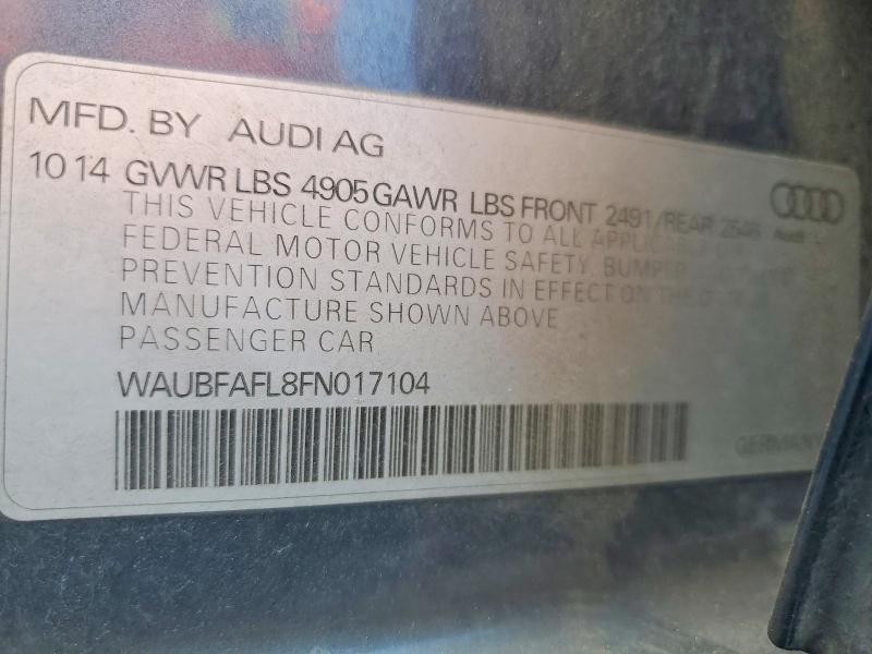Продаж на аукціоні авто 2015 Audi A4, vin: WAUBFAFL8FN017104, номер лоту: 52170666