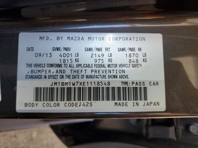 2014 Mazda 3 მანქანა იყიდება აუქციონზე, vin: JM1BM1W7XE1118548, აუქციონის ნომერი: 54534606