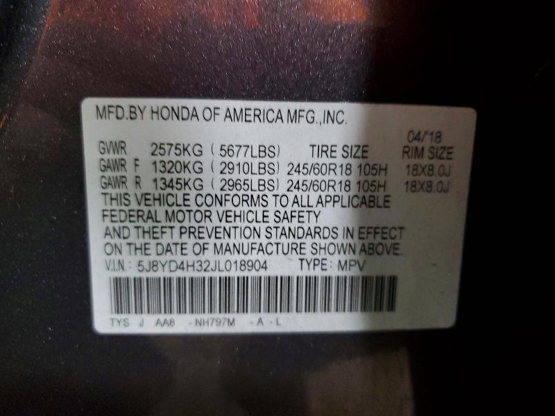 2018 Acura Mdx მანქანა იყიდება აუქციონზე, vin: 5J8YD4H32JL018904, აუქციონის ნომერი: 55176706