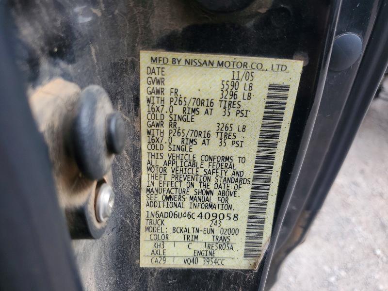 54423006 :رقم المزاد ، 1N6AD06U46C409058 vin ، 2006 Nissan Frontier مزاد بيع