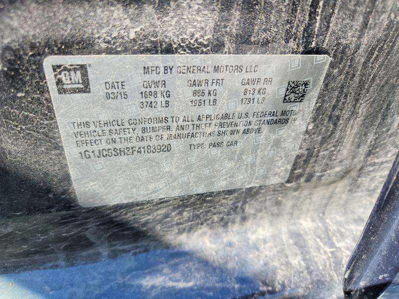 Продажа на аукционе авто 2015 Chevrolet Sonic, vin: 1G1JC5SH3F4183920, номер лота: 55338656