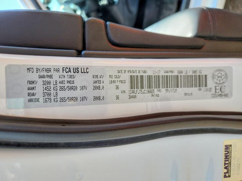 2018 Jeep Grand Cherokee მანქანა იყიდება აუქციონზე, vin: 1C4RJFJT5JC196825, აუქციონის ნომერი: 54334496