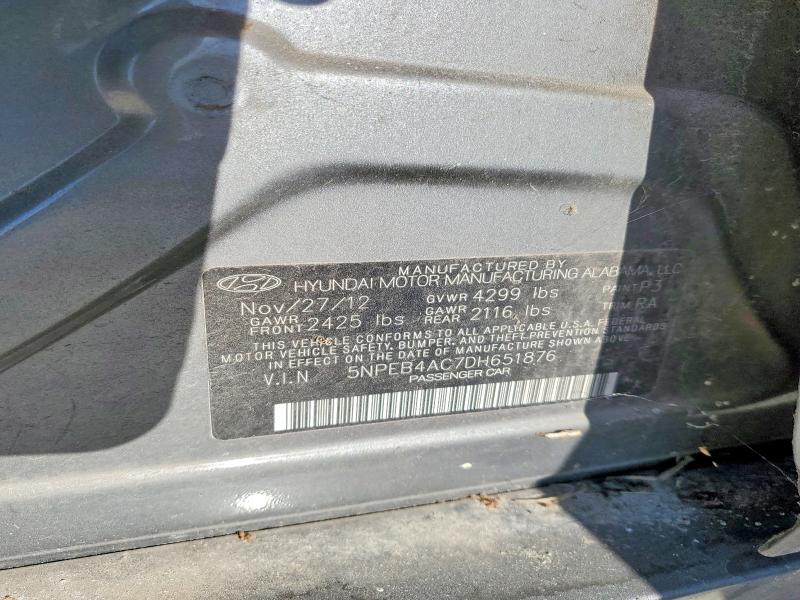 Aukcja sprzedaży 2013 Hyundai Sonata, vin: 5NPEB4AC7DH651876, numer aukcji: 52657936