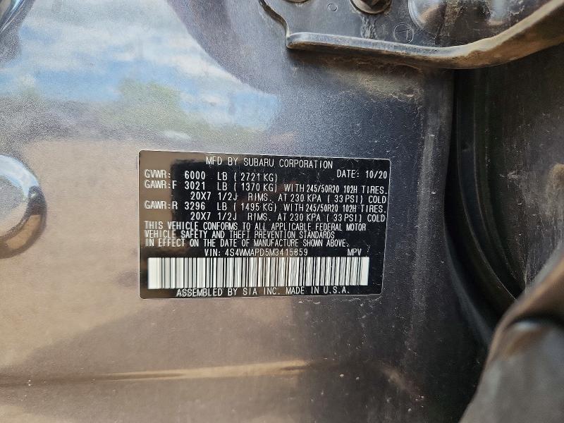Продаж на аукціоні авто 2021 Subaru Ascent, vin: 4S4WMAPD5M3415859, номер лоту: 53620486