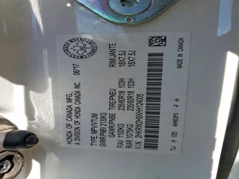 53374506 :رقم المزاد ، 2HKRW2H9XHH124005 vin ، 2017 Honda Cr-v مزاد بيع