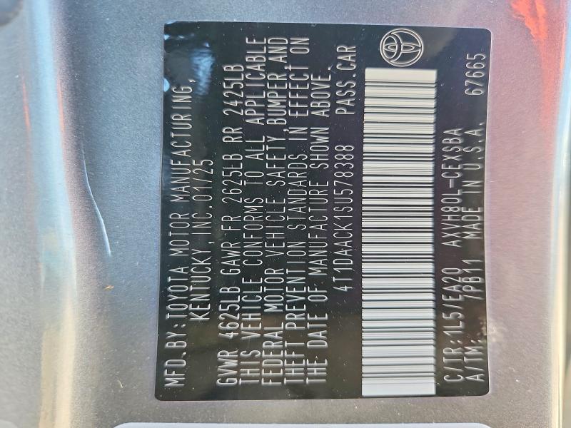 2025 Toyota Camry მანქანა იყიდება აუქციონზე, vin: 4T1DAACK1SU578388, აუქციონის ნომერი: 53832666