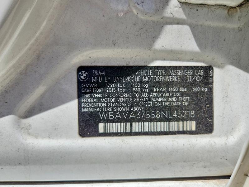 53899346 :رقم المزاد ، WBAVA37558NL45218 vin ، 2008 Bmw 328 مزاد بيع