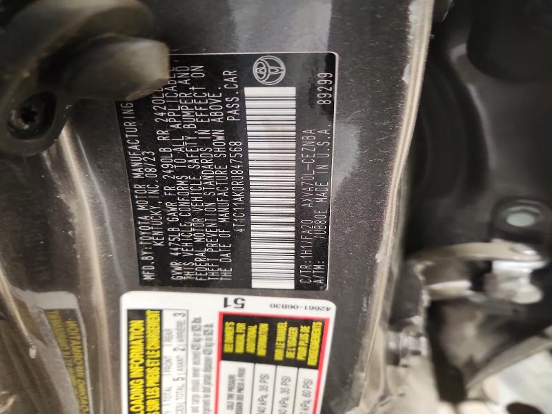 2024 Toyota Camry მანქანა იყიდება აუქციონზე, vin: 4T1C11AK0RU847568, აუქციონის ნომერი: 53170396