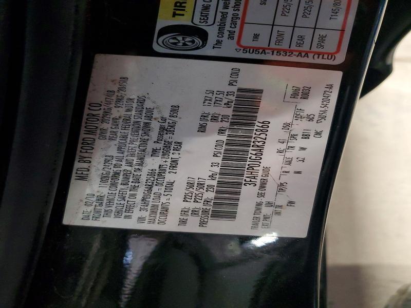 52175056 :رقم المزاد ، 3FAHP0JG6AR325866 vin ، 2010 Ford Fusion مزاد بيع