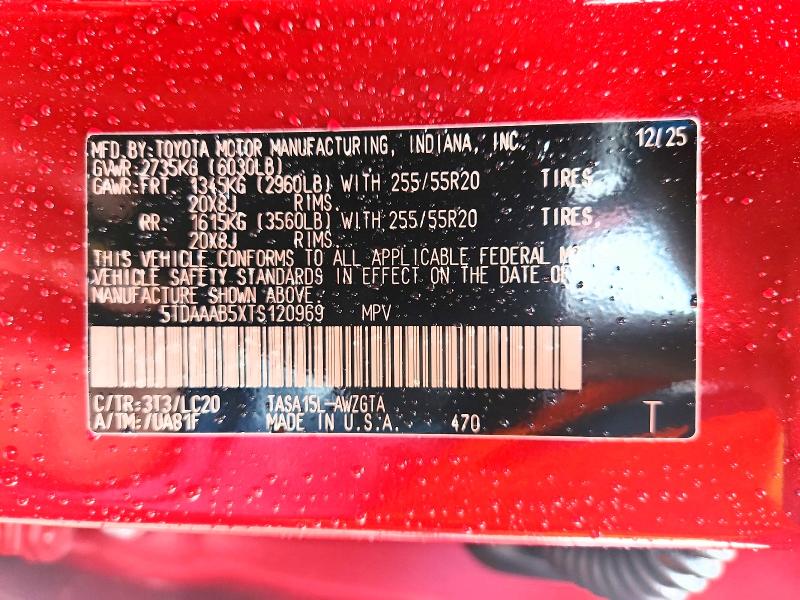 2026 Toyota Grand Highlander მანქანა იყიდება აუქციონზე, vin: 5TDAAAB5XTS120969, აუქციონის ნომერი: 53668746