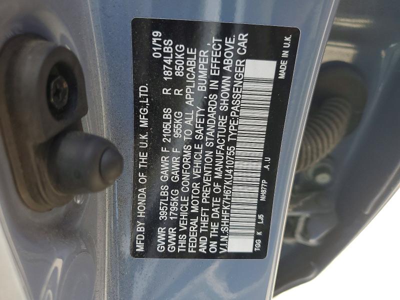Продажа на аукционе авто 2019 Honda Civic, vin: SHHFK7H67KU410755, номер лота: 53031826