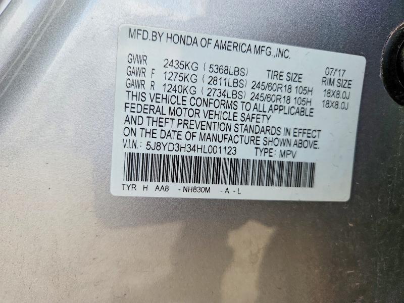 Auction sale of the 2017 Acura Mdx, vin: 5J8YD3H34HL001123, lot number: 54840696