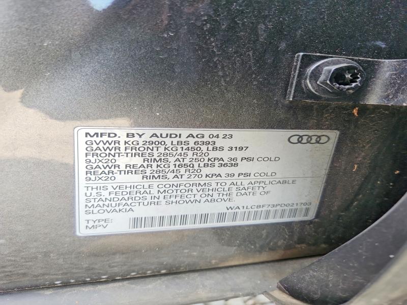 2023 Audi Q7 მანქანა იყიდება აუქციონზე, vin: WA1LCBF73PD021703, აუქციონის ნომერი: 52651726