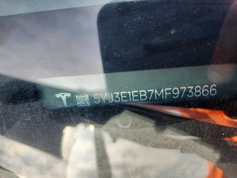 2021 Tesla Model 3 მანქანა იყიდება აუქციონზე, vin: 5YJ3E1EB7MF973866, აუქციონის ნომერი: 52301016