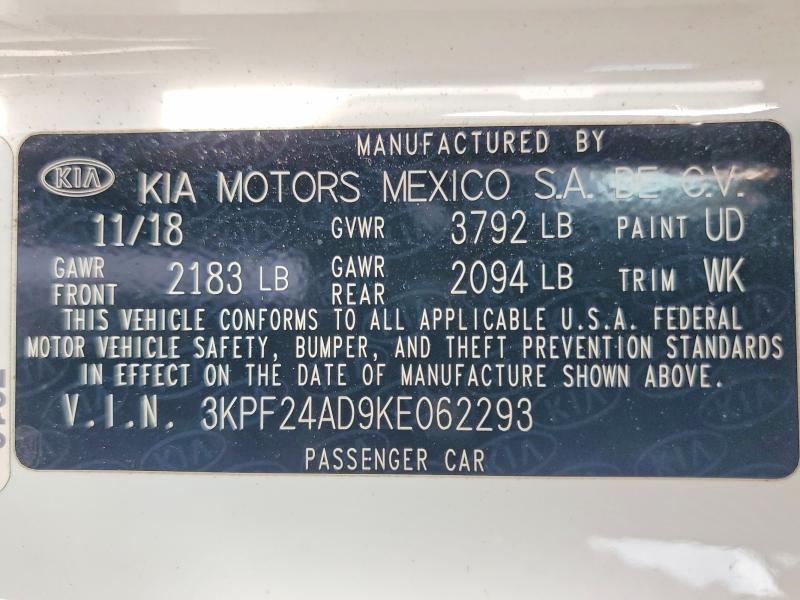Auction sale of the 2019 Kia Forte, vin: 3KPF24AD9KE062293, lot number: 52883606