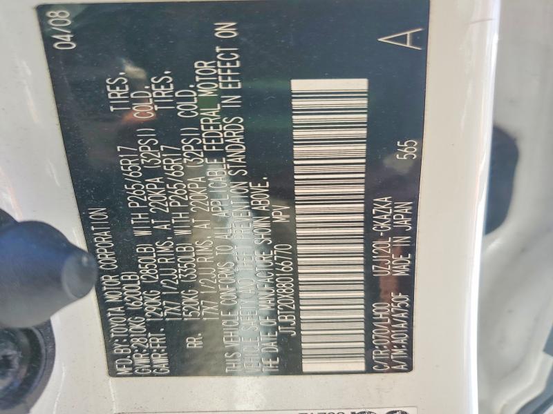 Aukcja sprzedaży 2008 Lexus Gx, vin: JTJBT20X880166770, numer aukcji: 53745526