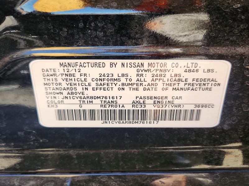 54165236 :رقم المزاد ، JN1CV6AR8DM761617 vin ، 2013 Infiniti G37 Sedan مزاد بيع