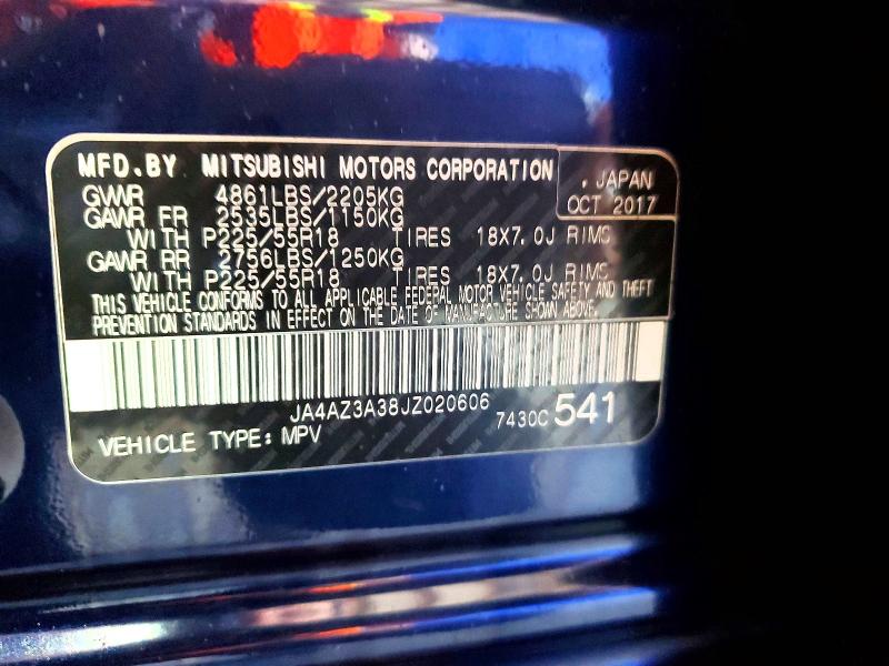 Aukcja sprzedaży 2018 Mitsubishi Outlander, vin: JA4AZ3A38JZ020606, numer aukcji: 55020606
