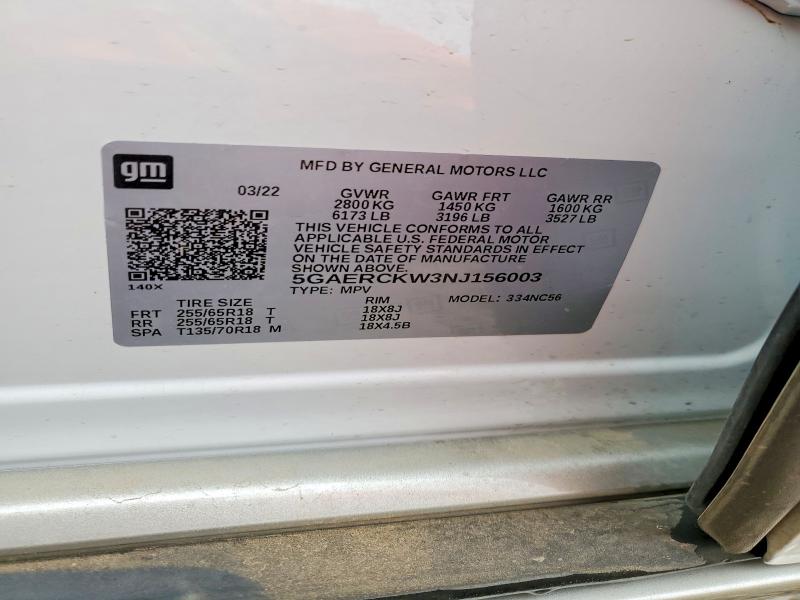 Продаж на аукціоні авто 2022 Buick Enclave, vin: 5GAERCKW3NJ156003, номер лоту: 52162956
