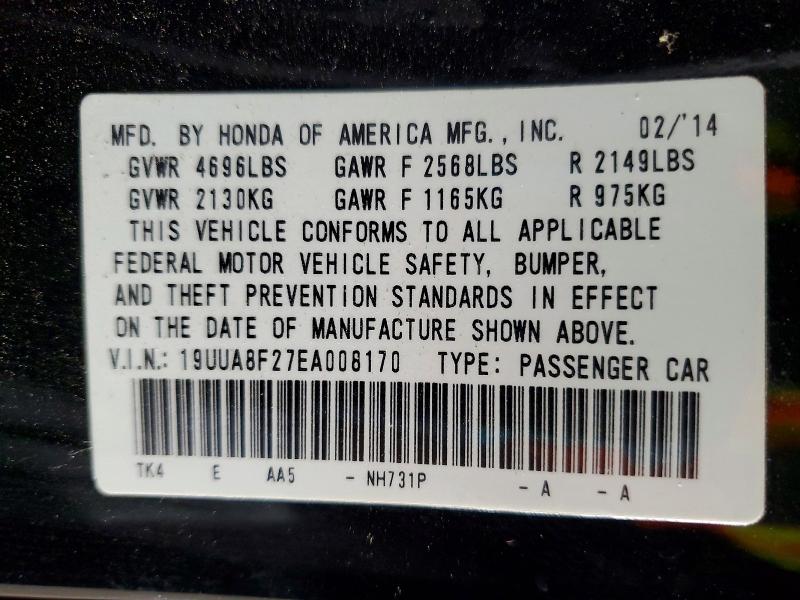 2014 Acura Tl მანქანა იყიდება აუქციონზე, vin: 19UUA8F27EA008170, აუქციონის ნომერი: 52268046