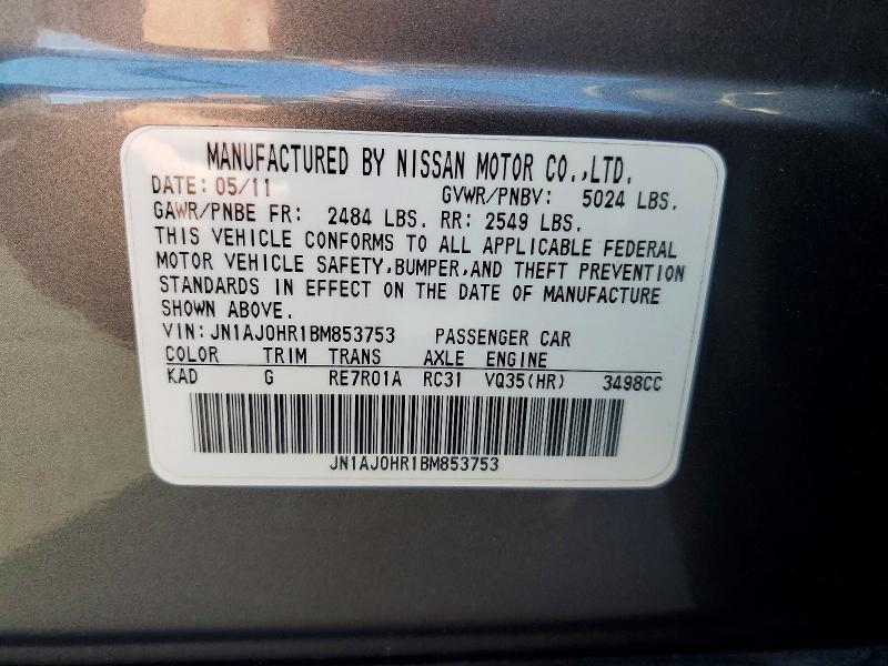 Aukcja sprzedaży 2011 Infiniti Ex35, vin: JN1AJ0HR1BM853753, numer aukcji: 53570556