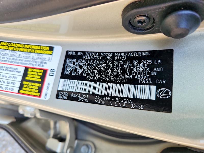 Продажа на аукционе авто 2023 Lexus Es 300h, vin: 58ADA1C17PU030726, номер лота: 53210886
