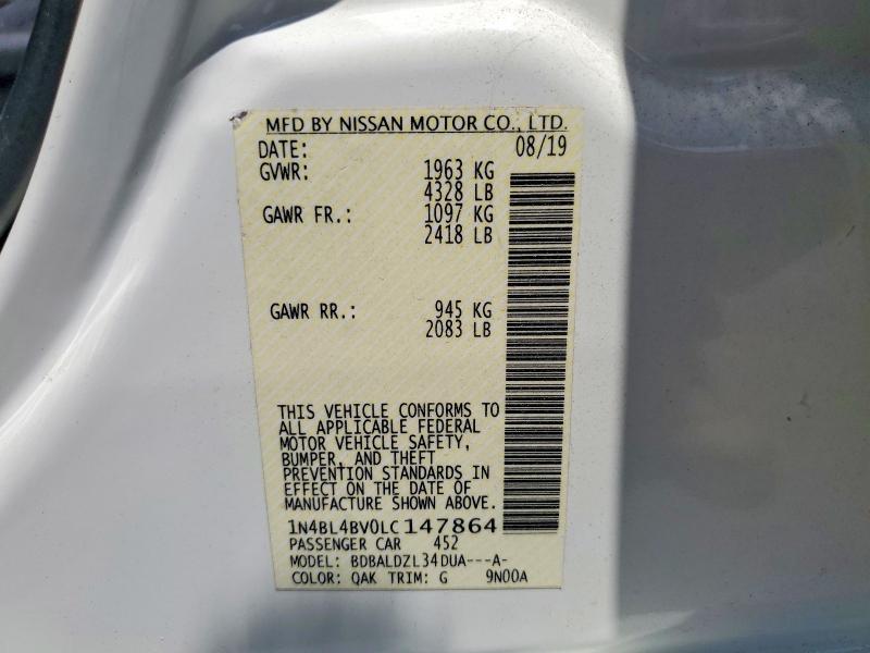 Продаж на аукціоні авто 2020 Nissan Altima, vin: 1N4BL4BV0LC147864, номер лоту: 52254266