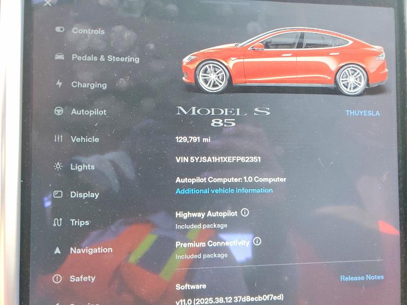 Aukcja sprzedaży 2014 Tesla Model S, vin: 5YJSA1H1XEFP62351, numer aukcji: 51550716