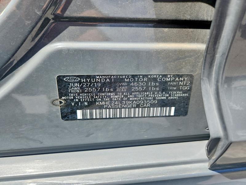Aukcja sprzedaży 2019 Hyundai Sonata Hybrid, vin: KMHE24L39KA093509, numer aukcji: 54679346