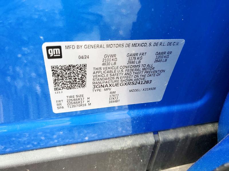 2024 Chevrolet Equinox მანქანა იყიდება აუქციონზე, vin: 3GNAXUEGXRS241283, აუქციონის ნომერი: 54163716