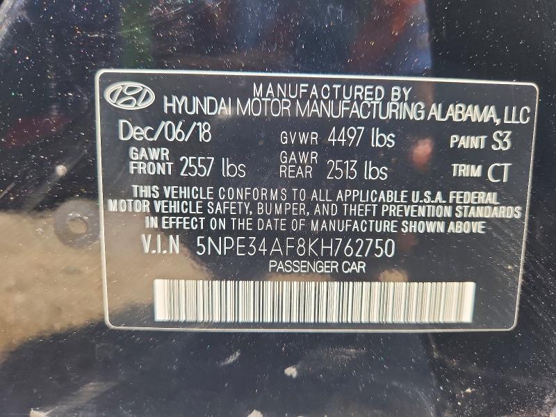 Aukcja sprzedaży 2019 Hyundai Sonata, vin: 5NPE34AF8KH762750, numer aukcji: 53452376