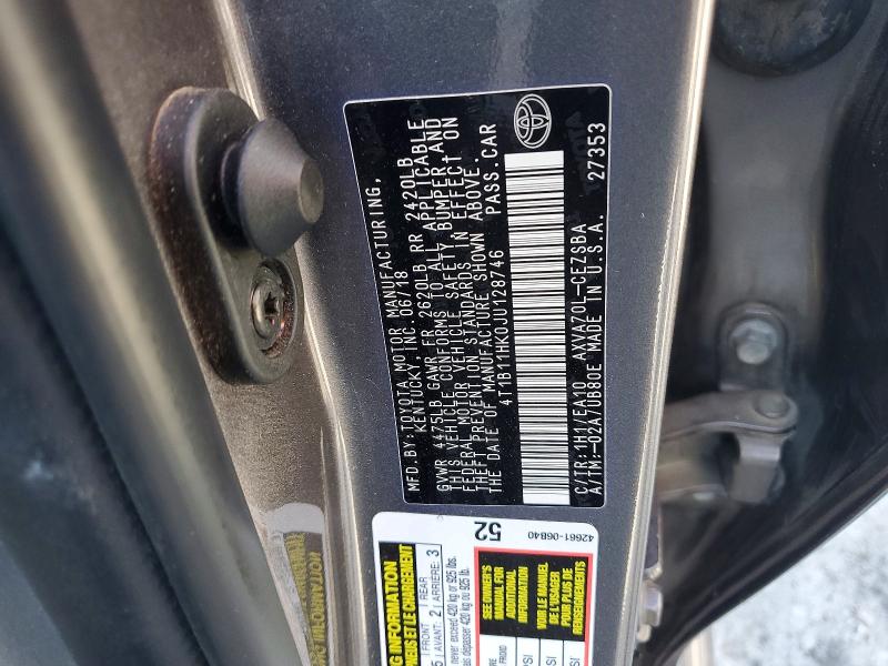 52784616 :رقم المزاد ، 4T1B11HK0JU128746 vin ، 2018 Toyota Camry مزاد بيع