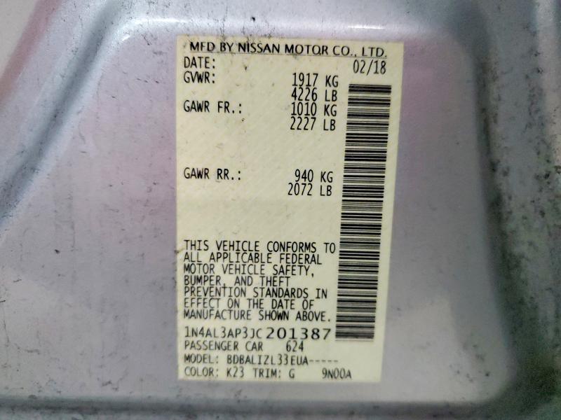 Aukcja sprzedaży 2018 Nissan Altima, vin: 1N4AL3AP3JC201387, numer aukcji: 51824946
