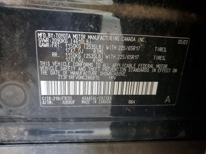 Aukcja sprzedaży 2022 Toyota Rav4, vin: 2T3F1RFV0NC286810, numer aukcji: 53470126