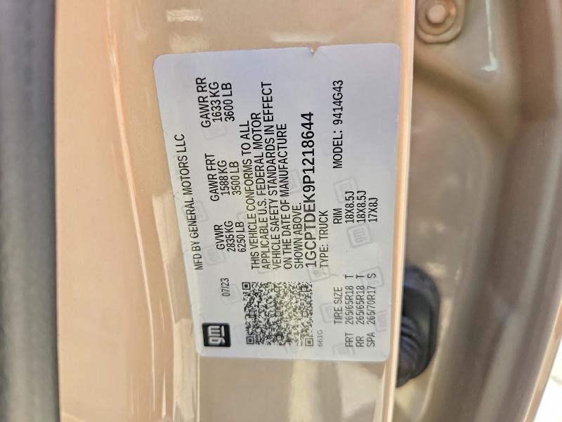 52076786 :رقم المزاد ، 1GCPTDEK9P1218644 vin ، 2023 Chevrolet 1500 Z مزاد بيع