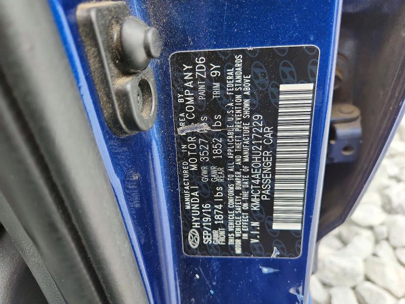 Auction sale of the 2017 Hyundai Accent, vin: KMHCT4AE0HU217229, lot number: 54589956