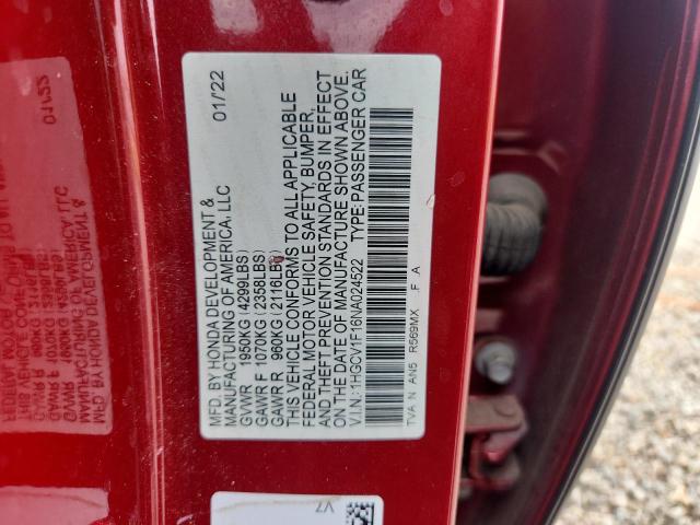 Продаж на аукціоні авто 2022 Honda Accord, vin: 1HGCV1F16NA024522, номер лоту: 52692386