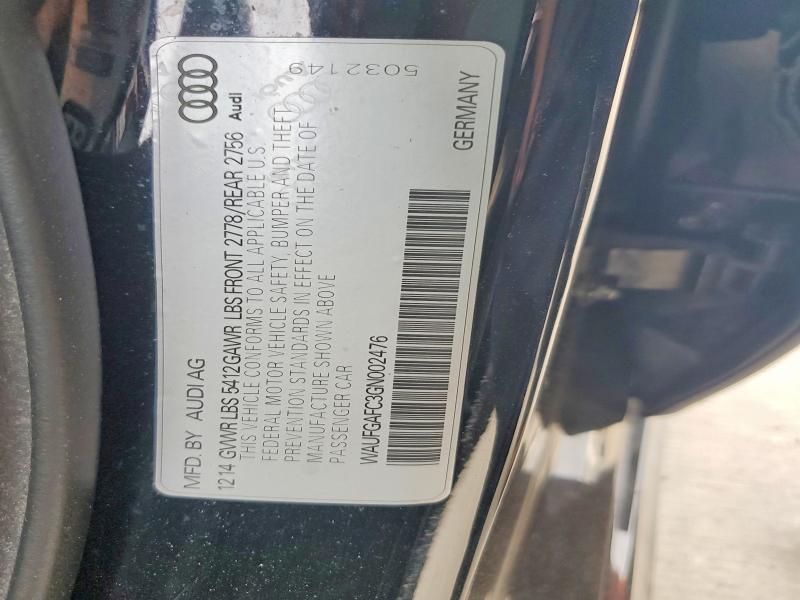 Aukcja sprzedaży 2016 Audi A6, vin: WAUFGAFC3GN002476, numer aukcji: 54068736