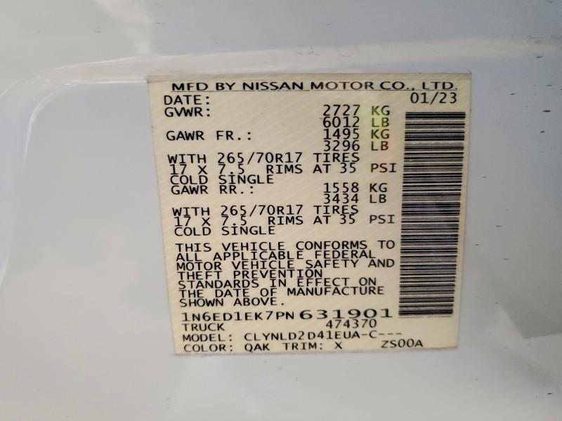 Aukcja sprzedaży 2023 Nissan Frontier, vin: 1N6ED1EK7PN631901, numer aukcji: 54132066