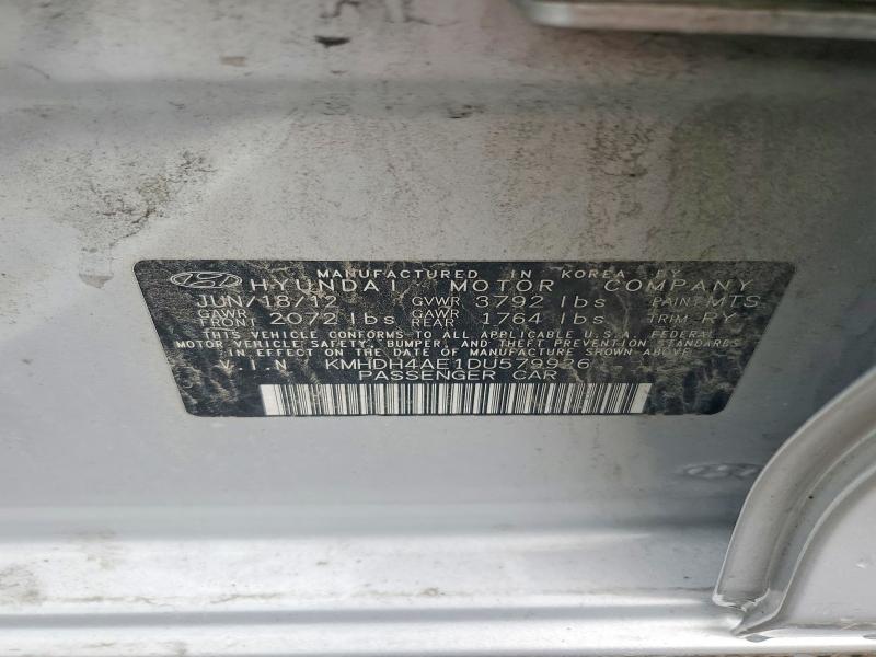 2013 Hyundai Elantra მანქანა იყიდება აუქციონზე, vin: KMHDH4AE1DU579926, აუქციონის ნომერი: 55167616