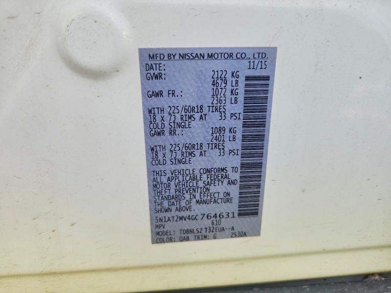 Продаж на аукціоні авто 2016 Nissan Rogue, vin: 5N1AT2MV4GC764631, номер лоту: 52827966