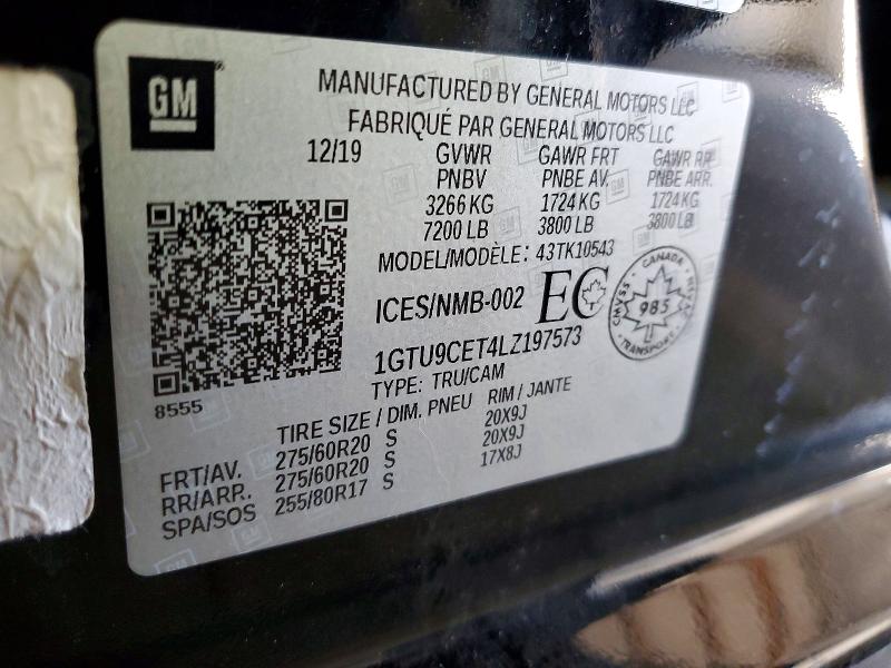 Продаж на аукціоні авто 2020 Gmc Sierra, vin: 1GTU9CET4LZ197573, номер лоту: 52386766